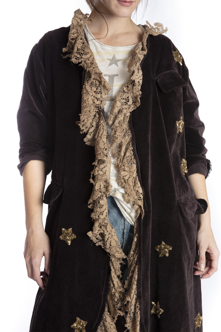 VELVET SEQUIN STAR APPLIQUE EMERY COAT - Kingfisher Road - Online Boutique