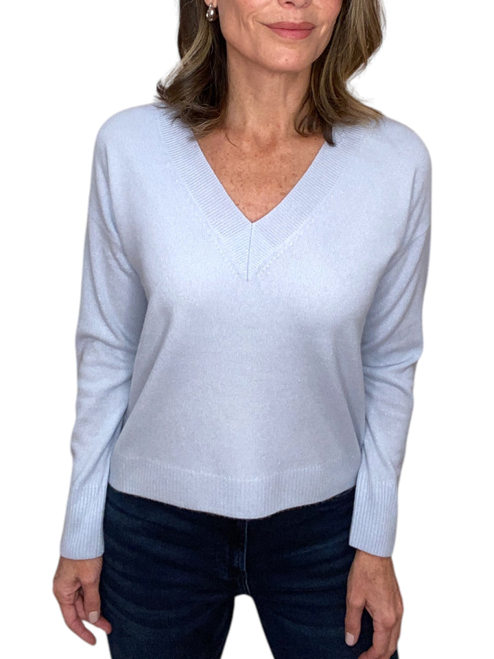 LUREX V-NECK SWEATER-GLACIAL