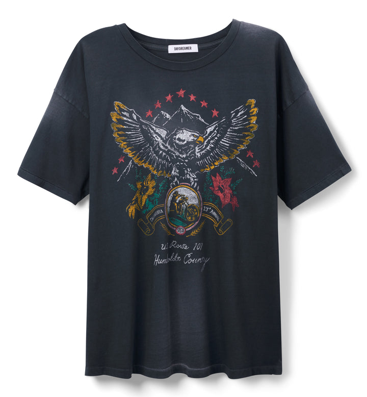 ROUTE 101 EAGLE MERCH TEE-SUN FADED BLACK - Kingfisher Road - Online Boutique