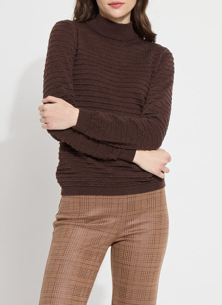 VALERY KNIT MOCK NECK SWEATER-DARK MOCHA