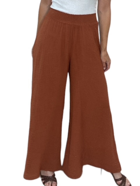 SIMBA EXTRA WIDE SMOCKED WAIST PANT-TOFFEE - Kingfisher Road - Online Boutique