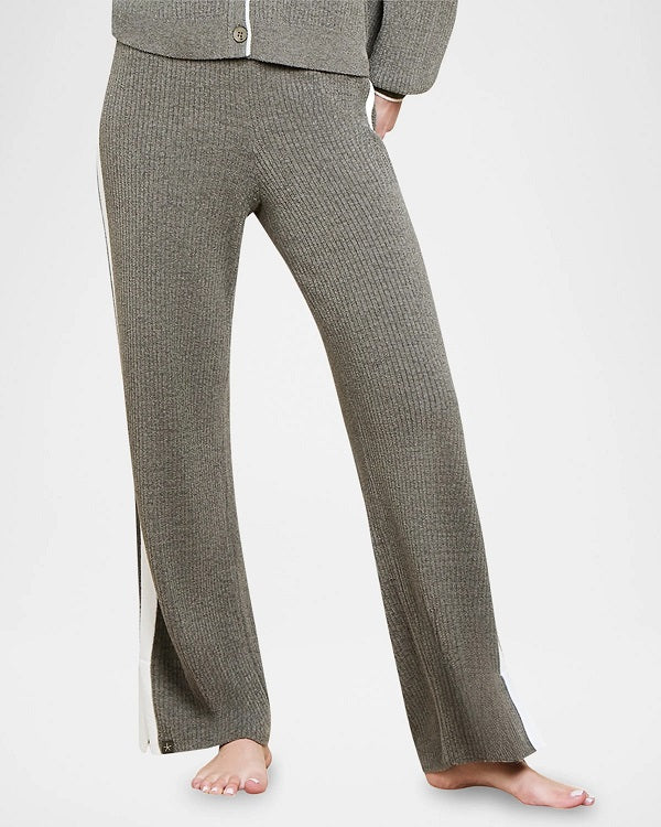 COZYCHIC ULTRA LITE RIBBED SLIT PANT-OLIVE BRANCH PEARL