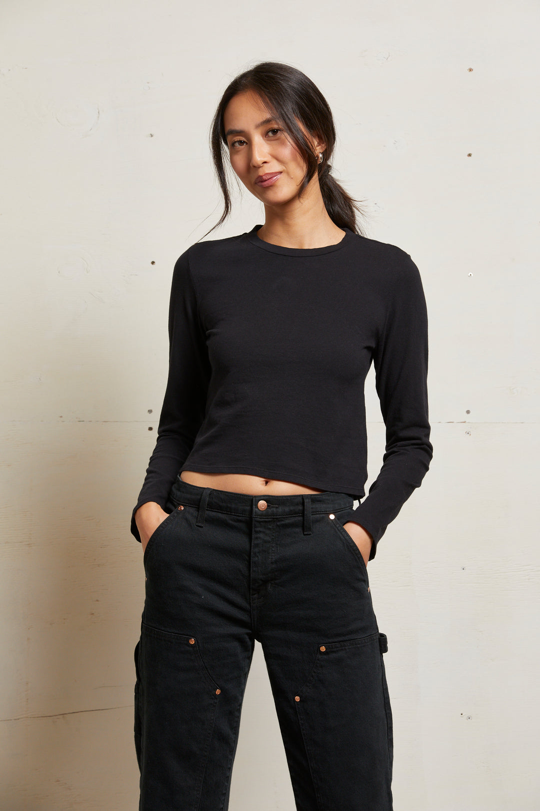 JAMIE COTTON LONG SLEEVE-TRUE BLACK - Kingfisher Road - Online Boutique