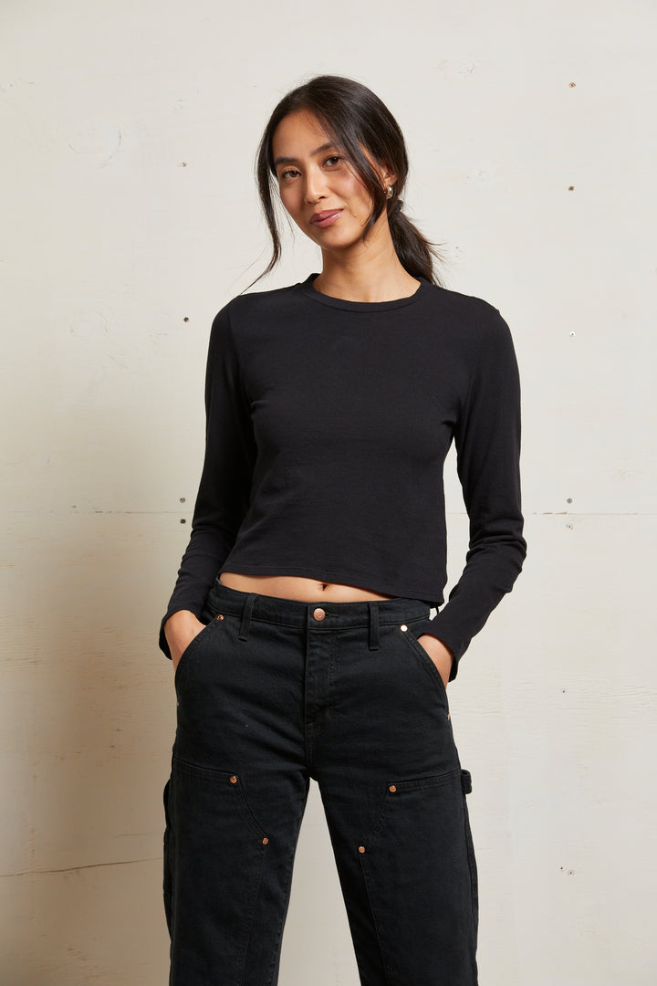 JAMIE COTTON LONG SLEEVE-TRUE BLACK - Kingfisher Road - Online Boutique