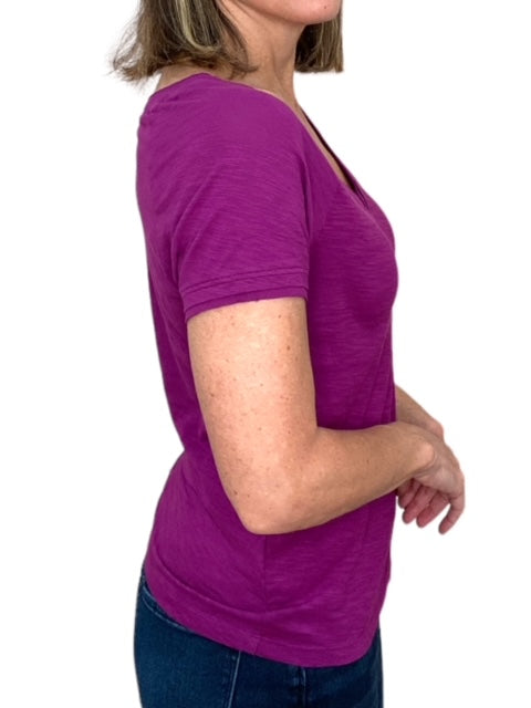 RIB MIX V-NECK TEE-ACAI - Kingfisher Road - Online Boutique