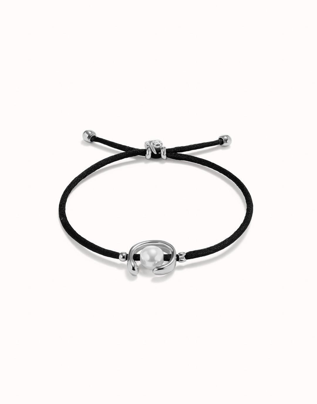 SILVER ADJUSTABLE PEARL BLACK CORD BRACELET - Kingfisher Road - Online Boutique