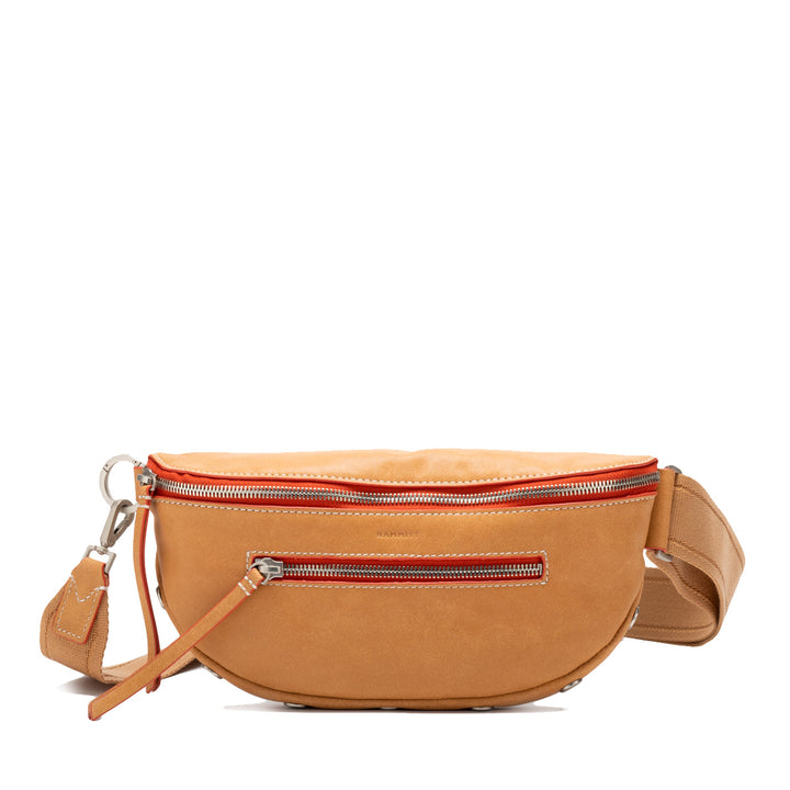 CHARLES CROSSBODY-CROISSANT TAN/BRUSHED SILVER