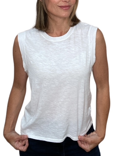 SLEEVELESS CREWNECK TOP-WHITE - Kingfisher Road - Online Boutique