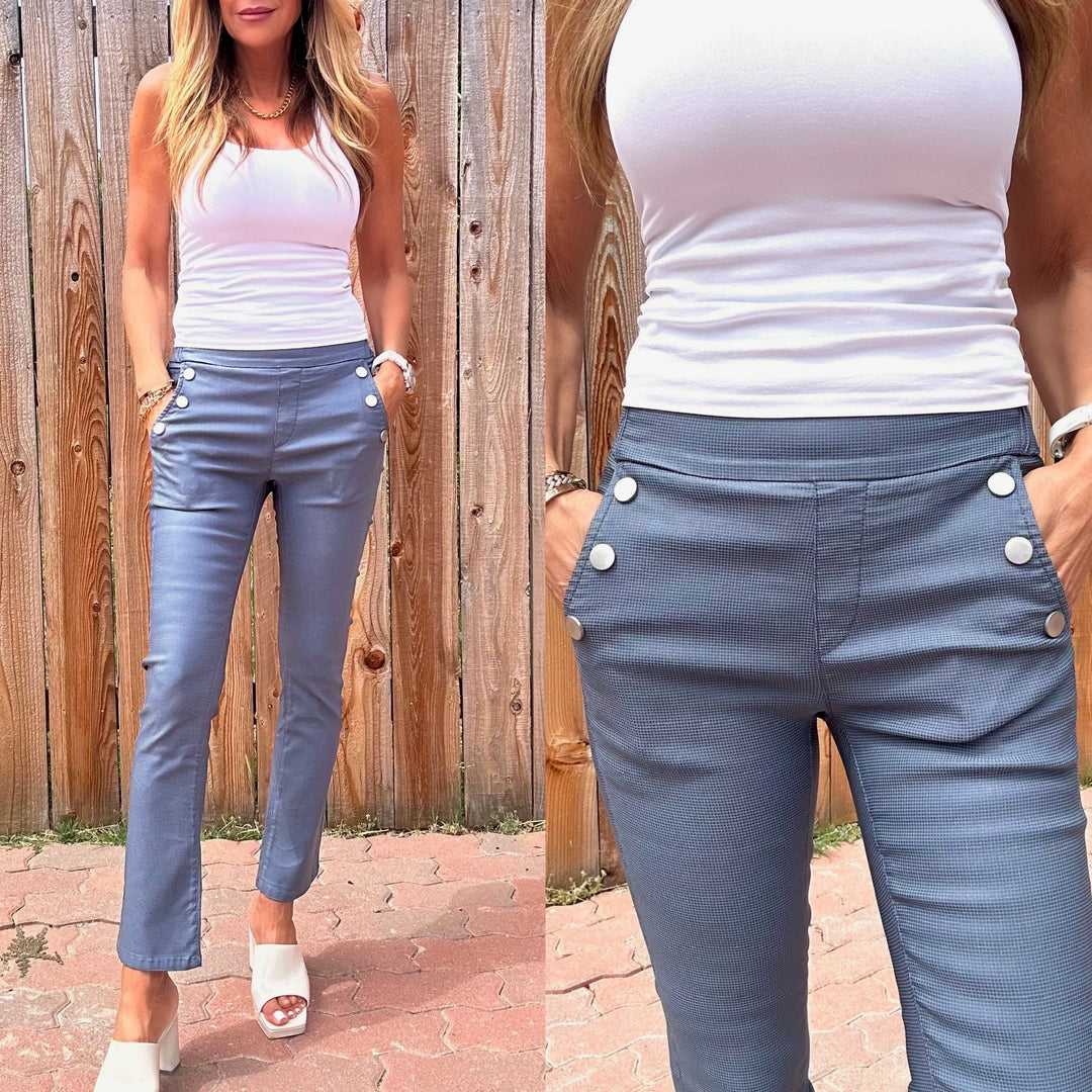 SOFIA CROPPED BLUE CHECK - Kingfisher Road - Online Boutique