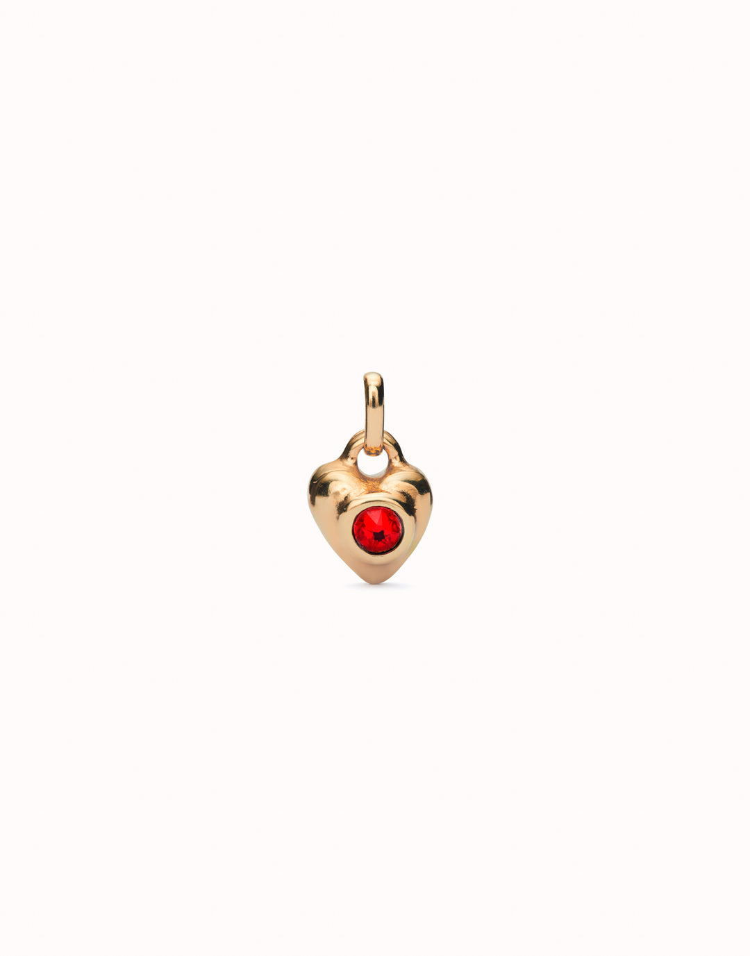 PUFFY HEART CHARM WITH RED STONE-GOLD - Kingfisher Road - Online Boutique