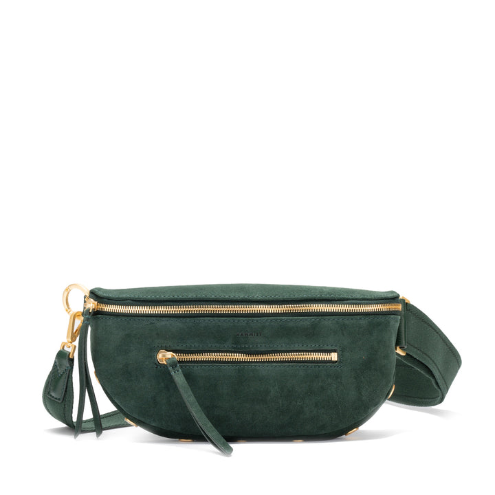 CHARLES CROSSBODY MED-GREEN ROOM SUEDE/GOLD