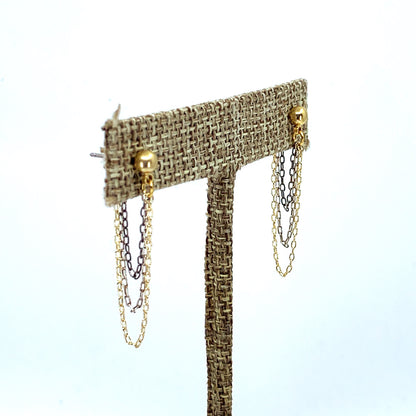 TRIPLE CHAIN LAYERED EARRING-TRI COLOR - Kingfisher Road - Online Boutique