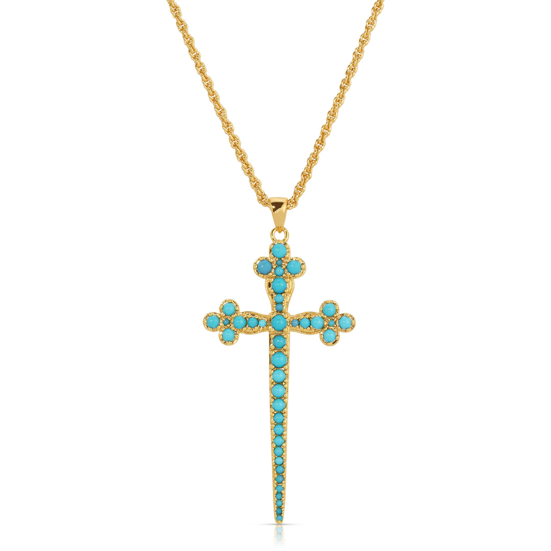 ATHENA CROSS NECKLACE-TURQUOISE - Kingfisher Road - Online Boutique