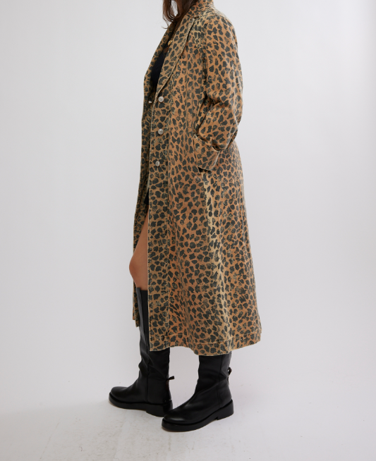 MONIQUE DENIM DUSTER-CHEETAH