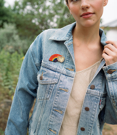 BEADED RAINBOW BROOCH PIN