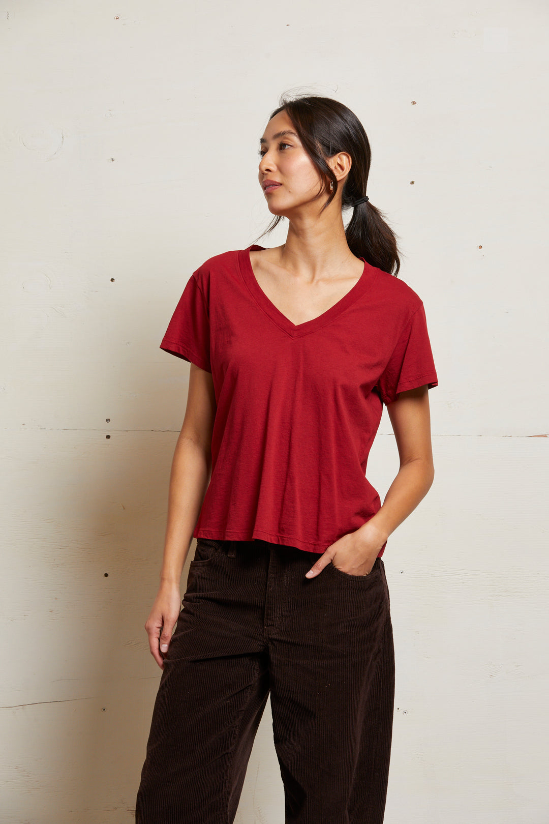 HENDRIX V-NECK TEE-MAPLE - Kingfisher Road - Online Boutique