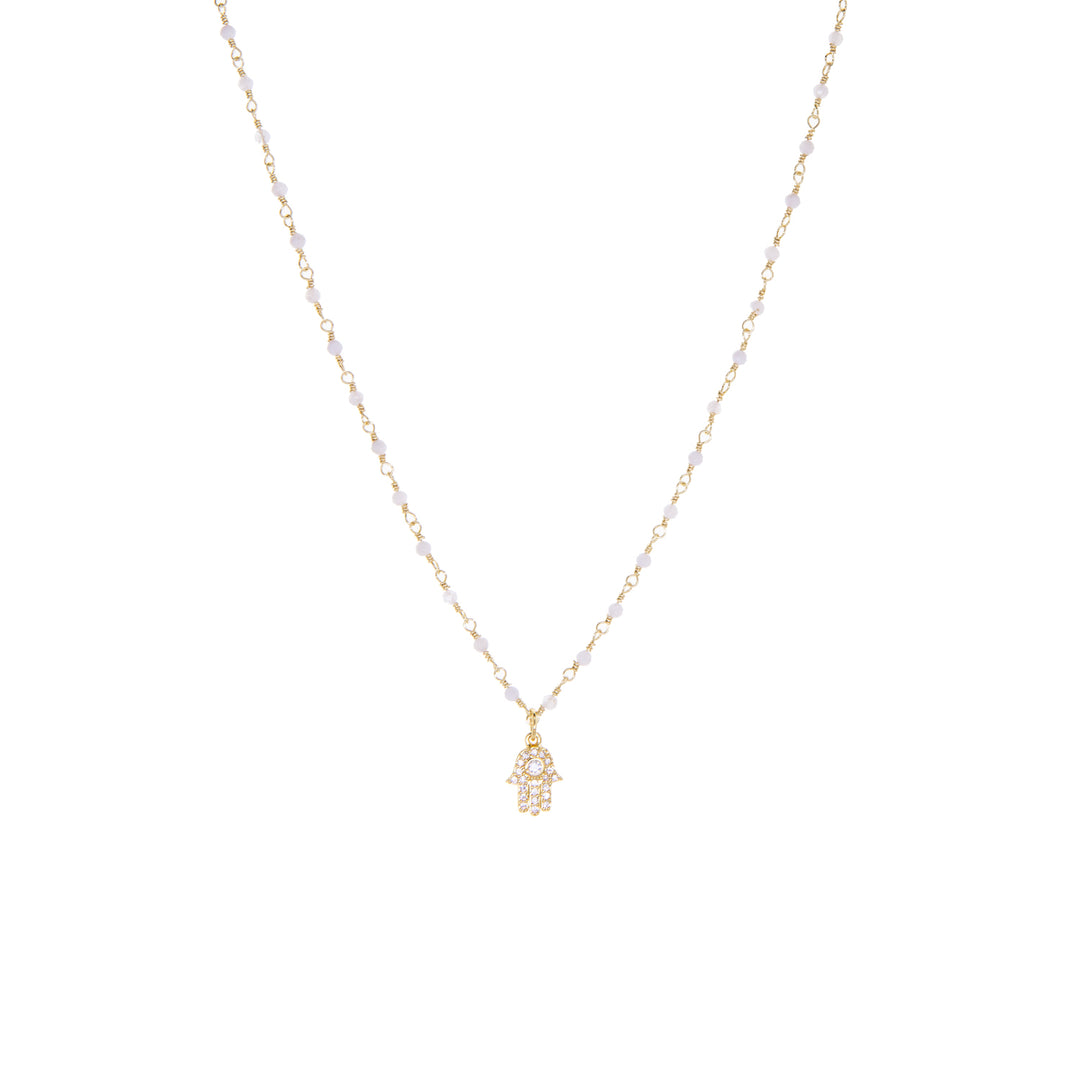HAMSA CHARM NECKLACE-MOONSTONE - Kingfisher Road - Online Boutique