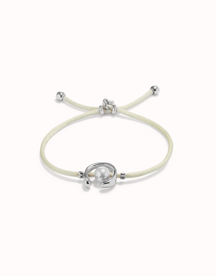 SILVER ADJUSTABLE PEARL CREAM CORD BRACELET - Kingfisher Road - Online Boutique