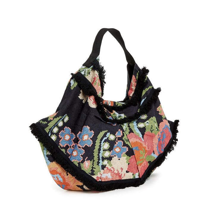 WOVEN FLOWER SLOUCH BAG - Kingfisher Road - Online Boutique