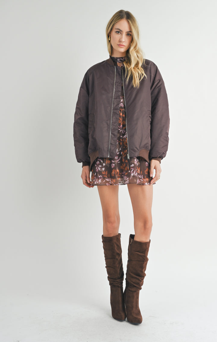 MILA OVERSIZED BOMBER-CHOCOLATE