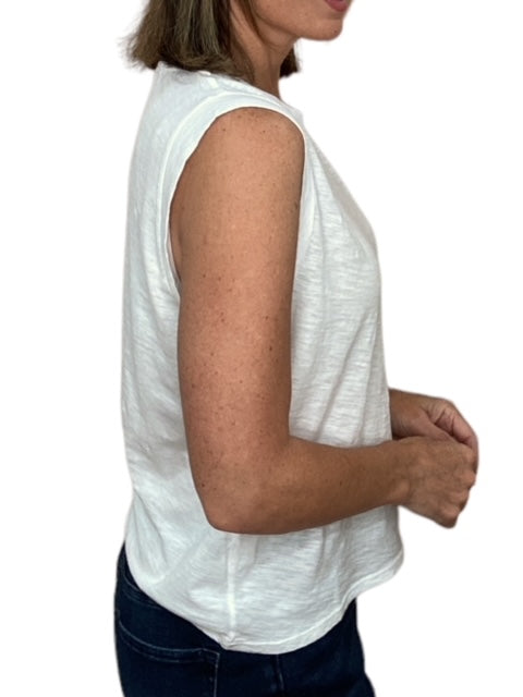 SLEEVELESS CREWNECK TOP-WHITE - Kingfisher Road - Online Boutique