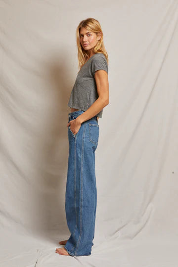 ALANIS V-NECK TEE-DARK HEATHER GREY - Kingfisher Road - Online Boutique