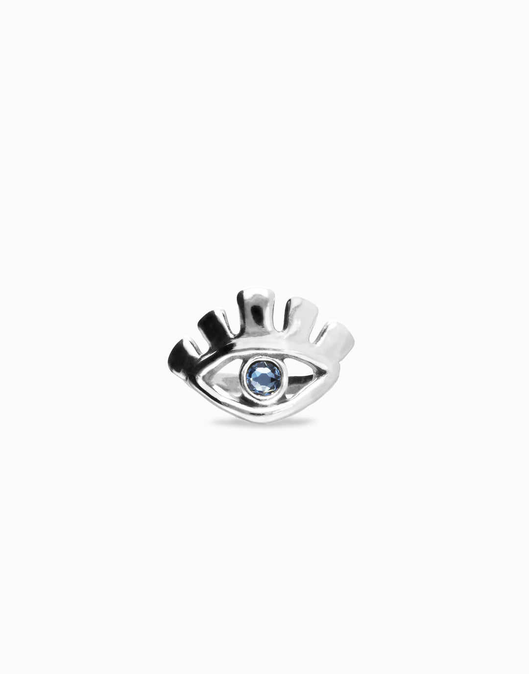 EYE-SHAPED RING WITH FACETED BLUE CRYSTAL-SILVER - Kingfisher Road - Online Boutique