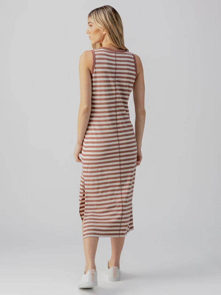 CONTRAST TRIM MAXI DRESS-WASHED CLAY/BIRCH STRIPE - Kingfisher Road - Online Boutique