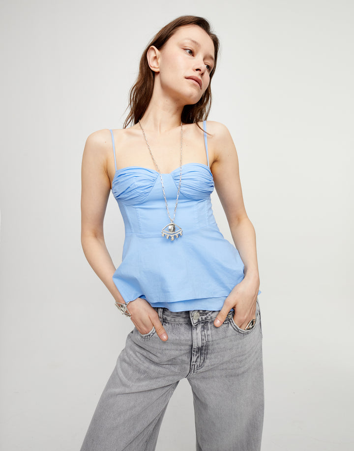 LONG PENDANT CHAIN NECKLACE WITH CENTRAL EYE-SILVER - Kingfisher Road - Online Boutique