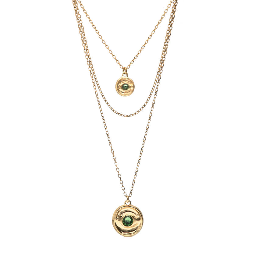LAYERED MULTI STRAND CHAIN NECKLACE WITH AN EYE-GOLD - Kingfisher Road - Online Boutique