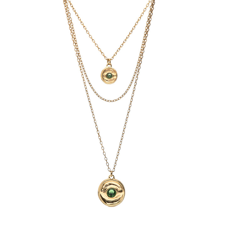 LAYERED MULTI STRAND CHAIN NECKLACE WITH AN EYE-GOLD - Kingfisher Road - Online Boutique
