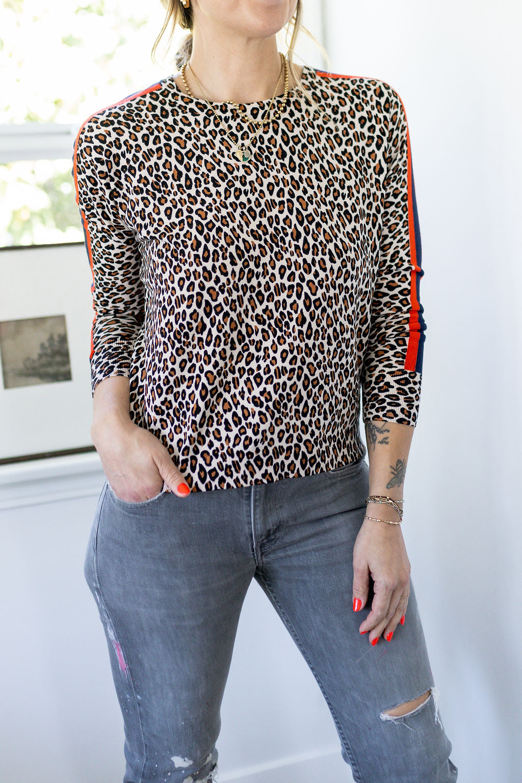 LEOPARD CREW NECK SWEATER-CAMEL - Kingfisher Road - Online Boutique