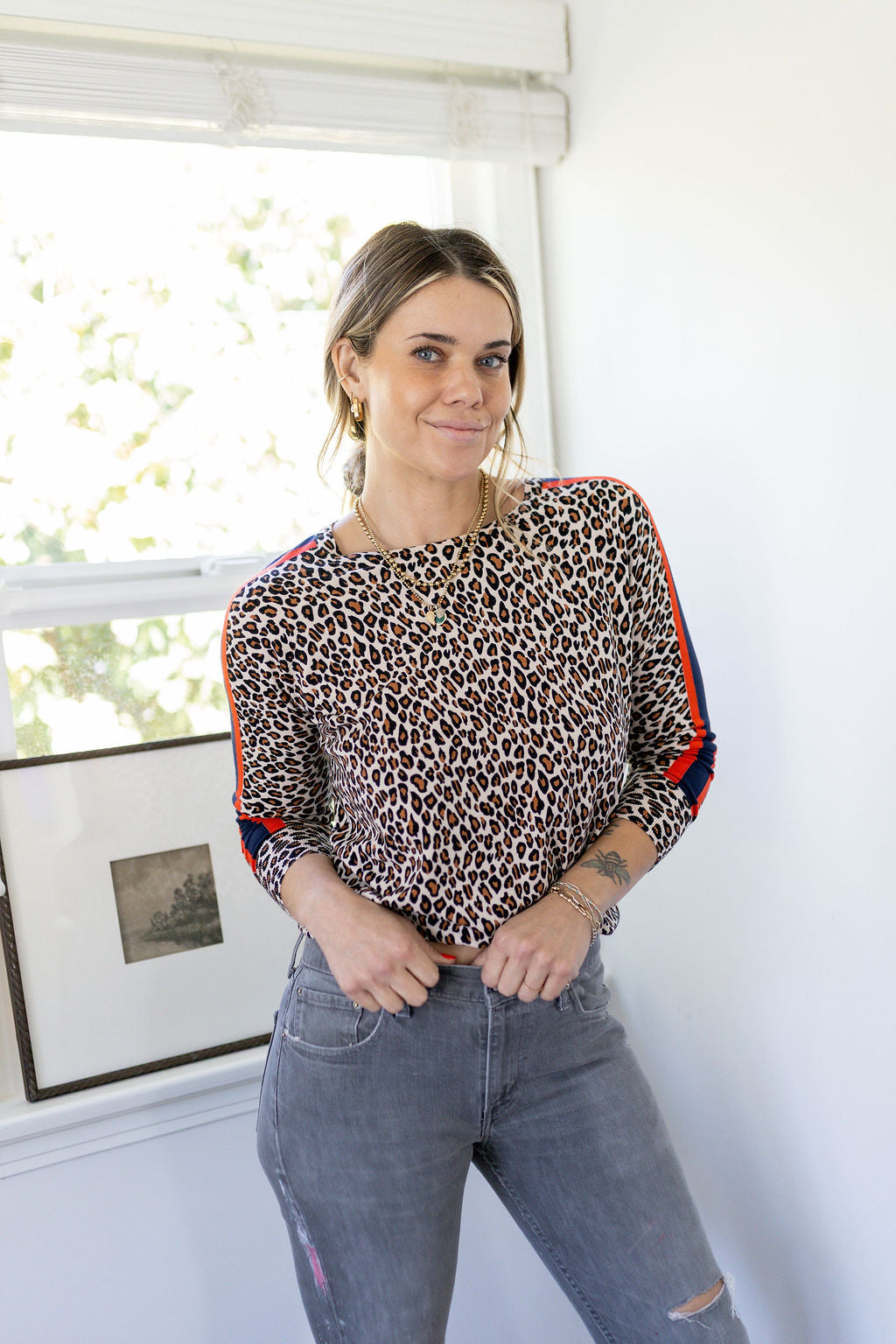 LEOPARD CREW NECK SWEATER-CAMEL - Kingfisher Road - Online Boutique