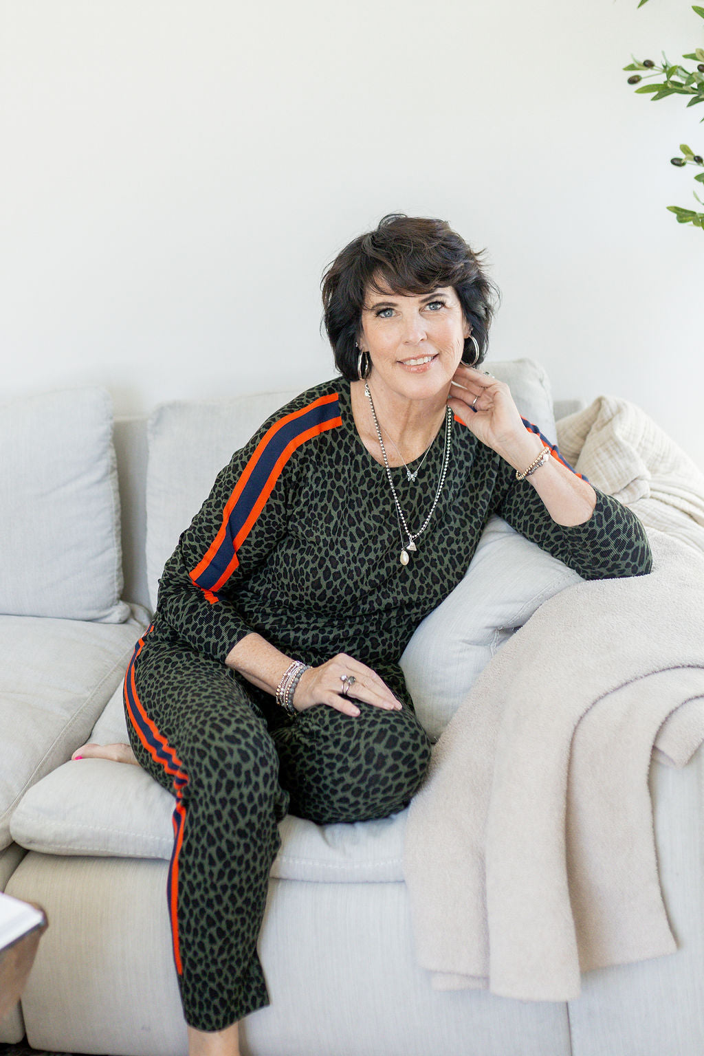 LEOPARD CREW NECK SWEATER-MILITARY - Kingfisher Road - Online Boutique