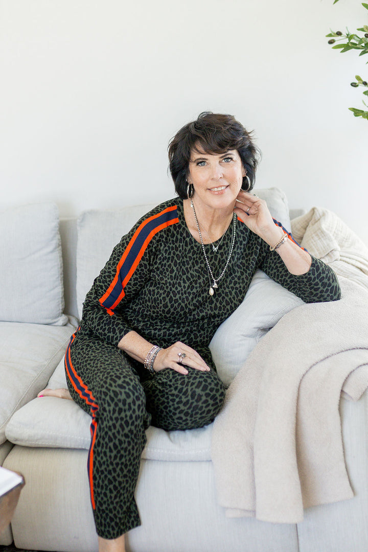 LEOPARD CREW NECK SWEATER-MILITARY - Kingfisher Road - Online Boutique