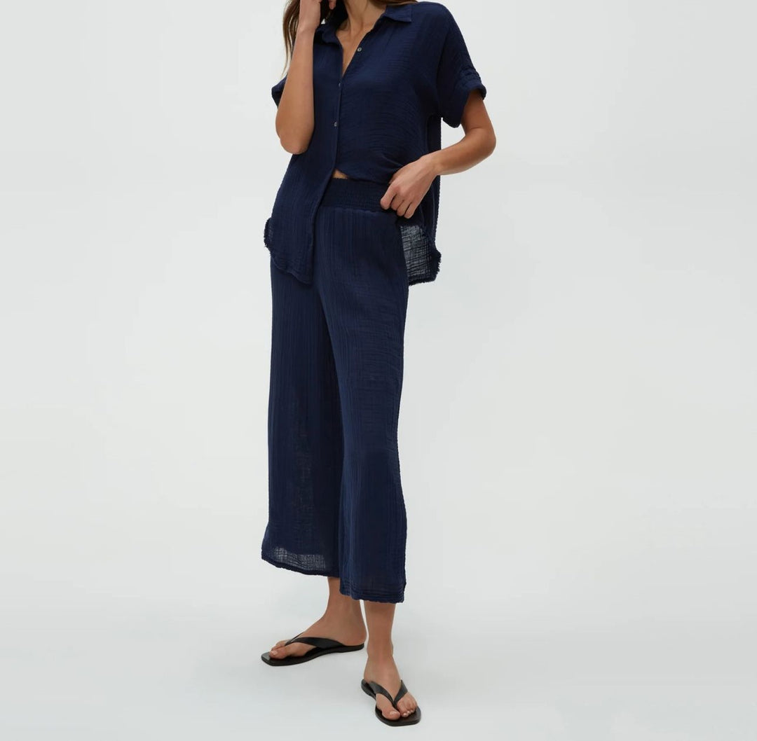 MEDINA SMOCKED CROPPED PANT-NOCTURNAL - Kingfisher Road - Online Boutique
