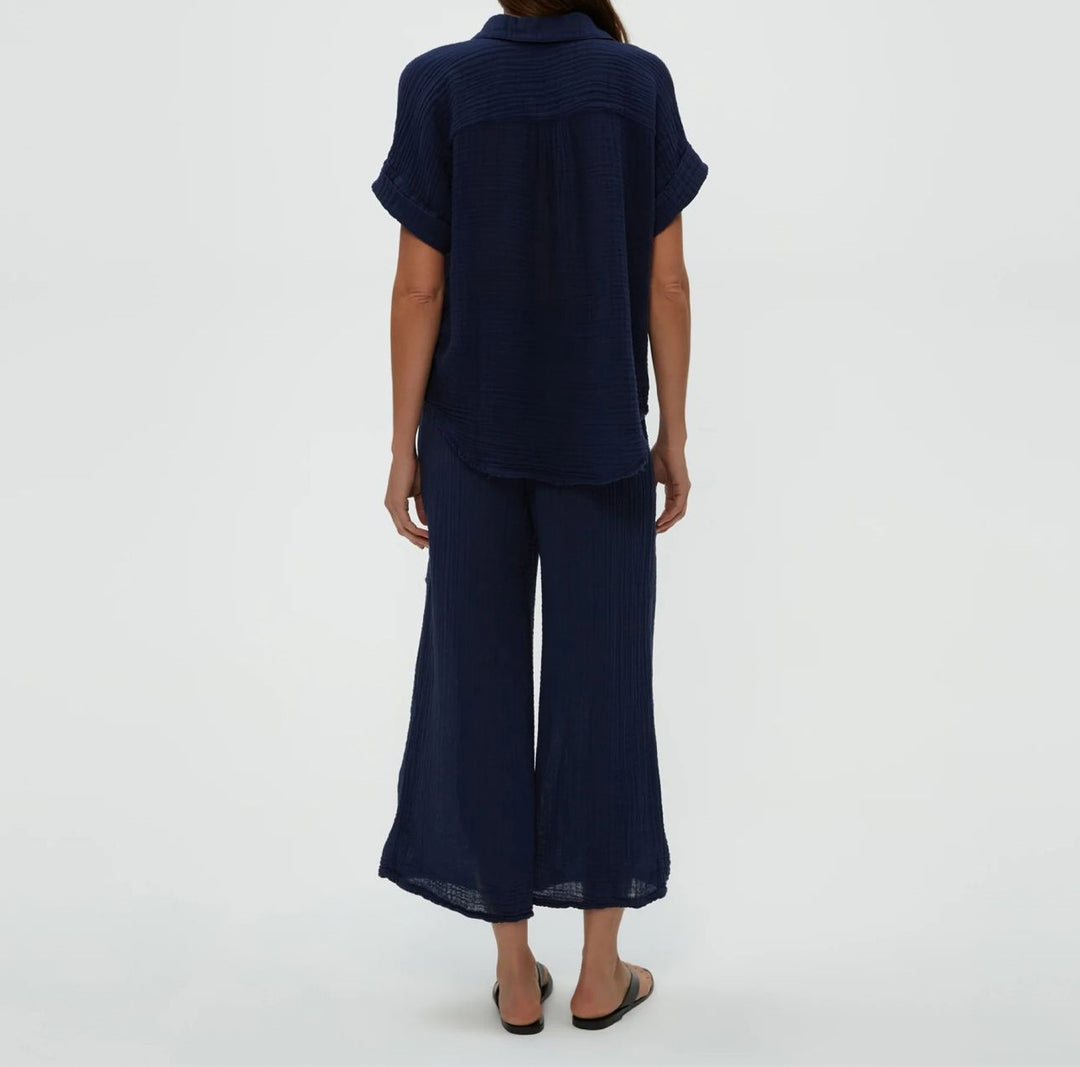 MEDINA SMOCKED CROPPED PANT-NOCTURNAL - Kingfisher Road - Online Boutique