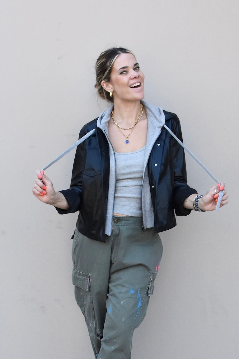 FAUX MOD JACKET W/ DICKEY-BLACK - Kingfisher Road - Online Boutique