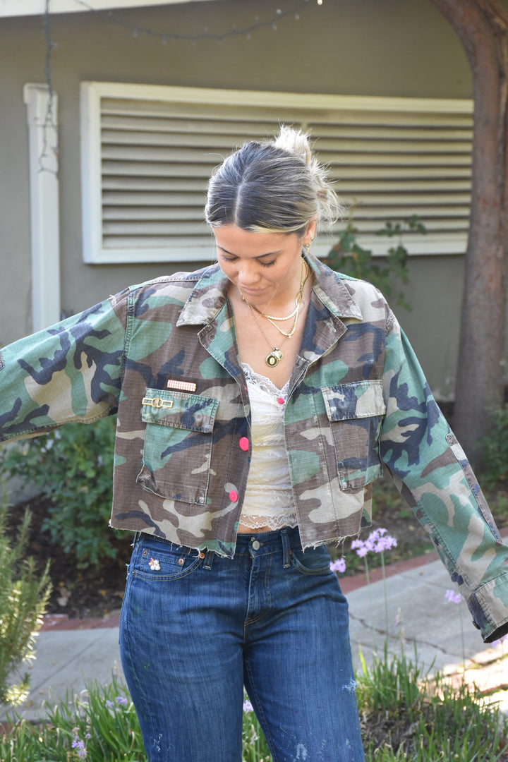 PINK PONY CROPPED CAMO JACKET - Kingfisher Road - Online Boutique