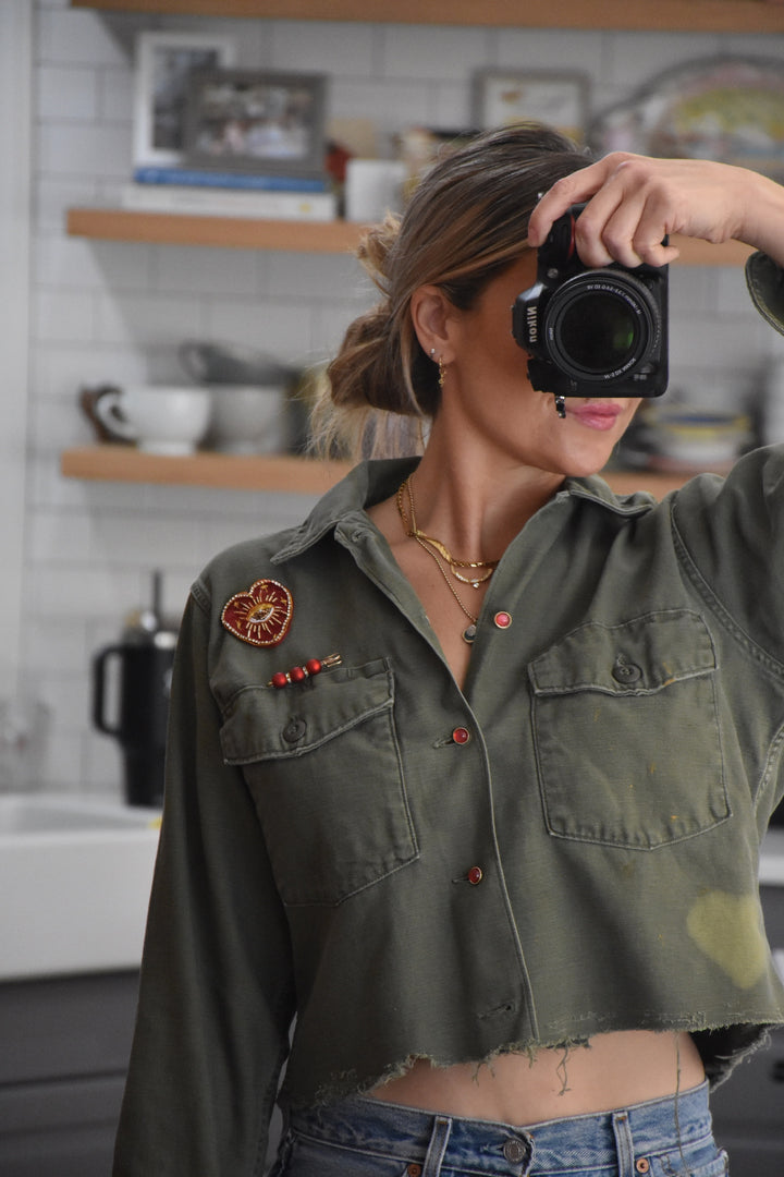 ALL LOVE CROPPED MILITARY JACKET - Kingfisher Road - Online Boutique