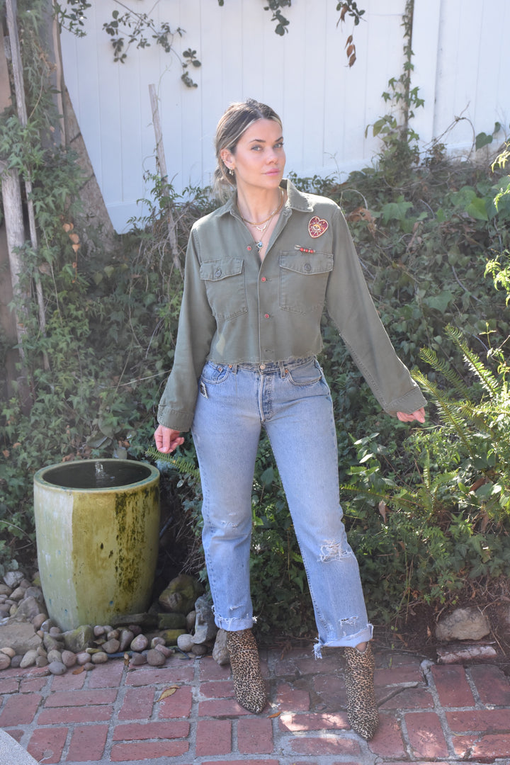 ALL LOVE CROPPED MILITARY JACKET - Kingfisher Road - Online Boutique