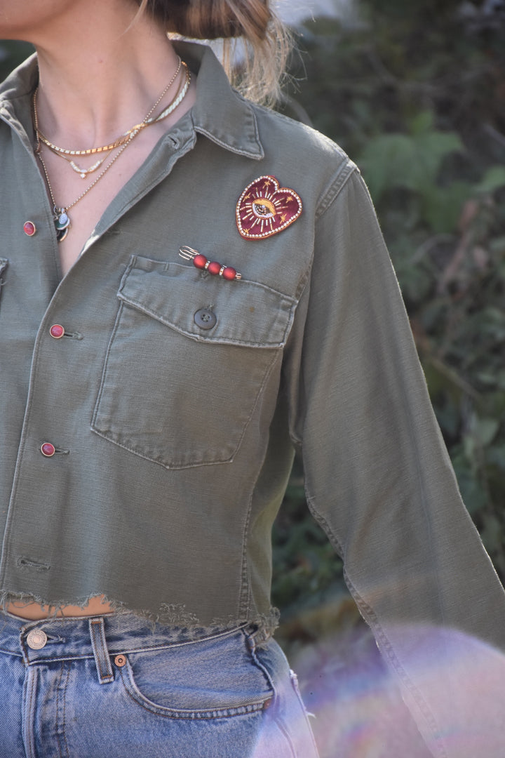 ALL LOVE CROPPED MILITARY JACKET - Kingfisher Road - Online Boutique