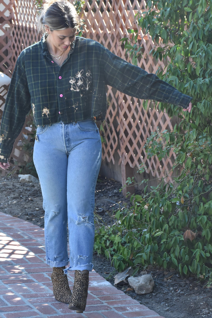 A TOUCH OF PINK CROPPED FLANNEL - Kingfisher Road - Online Boutique