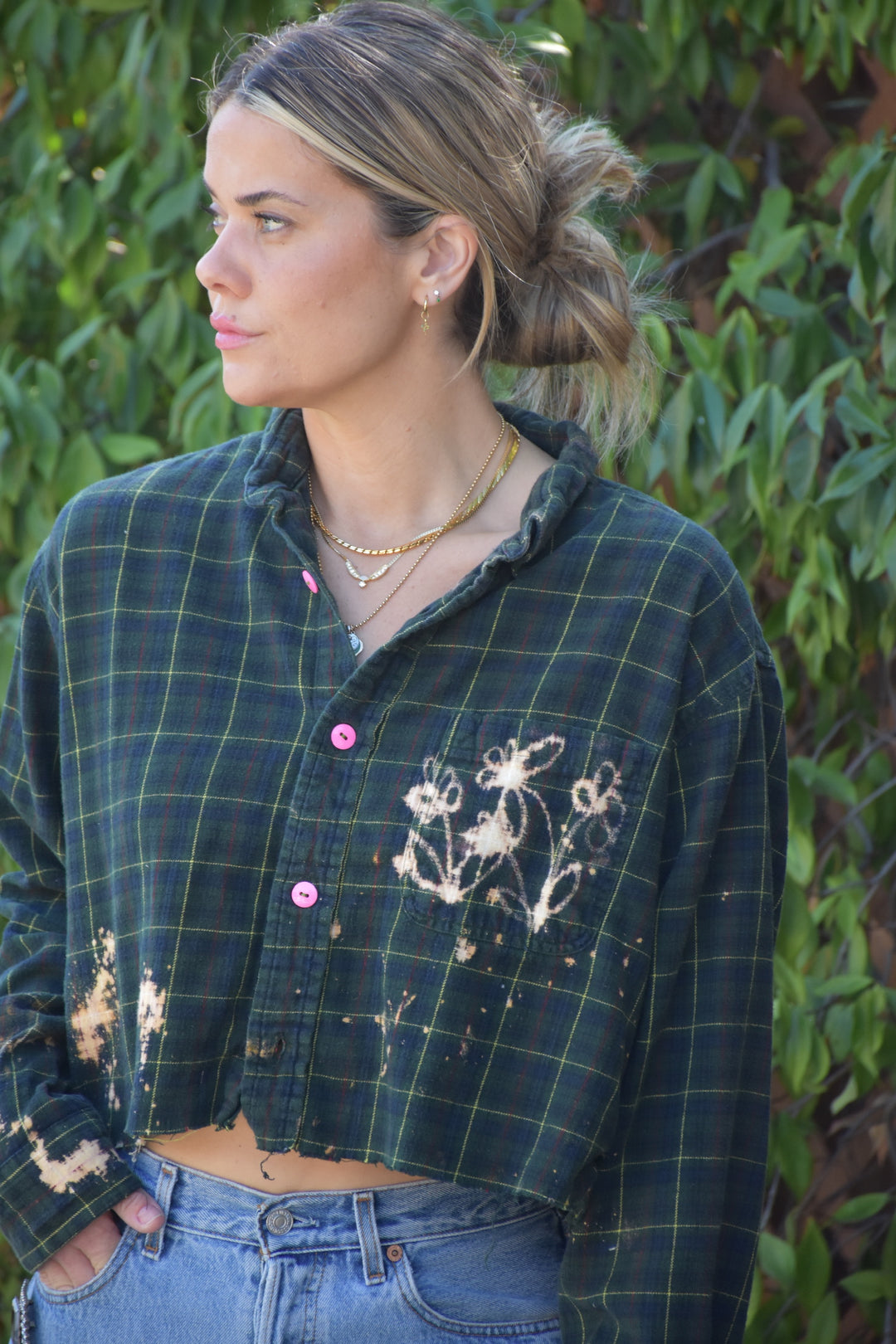 A TOUCH OF PINK CROPPED FLANNEL - Kingfisher Road - Online Boutique