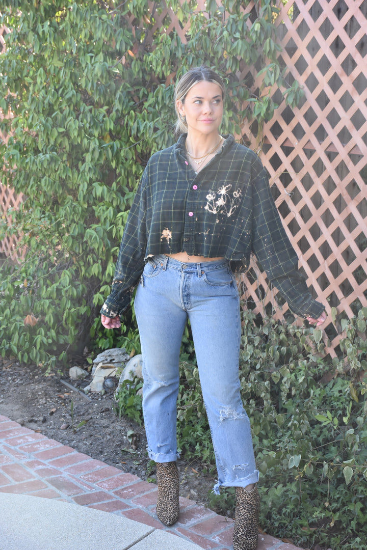 A TOUCH OF PINK CROPPED FLANNEL - Kingfisher Road - Online Boutique