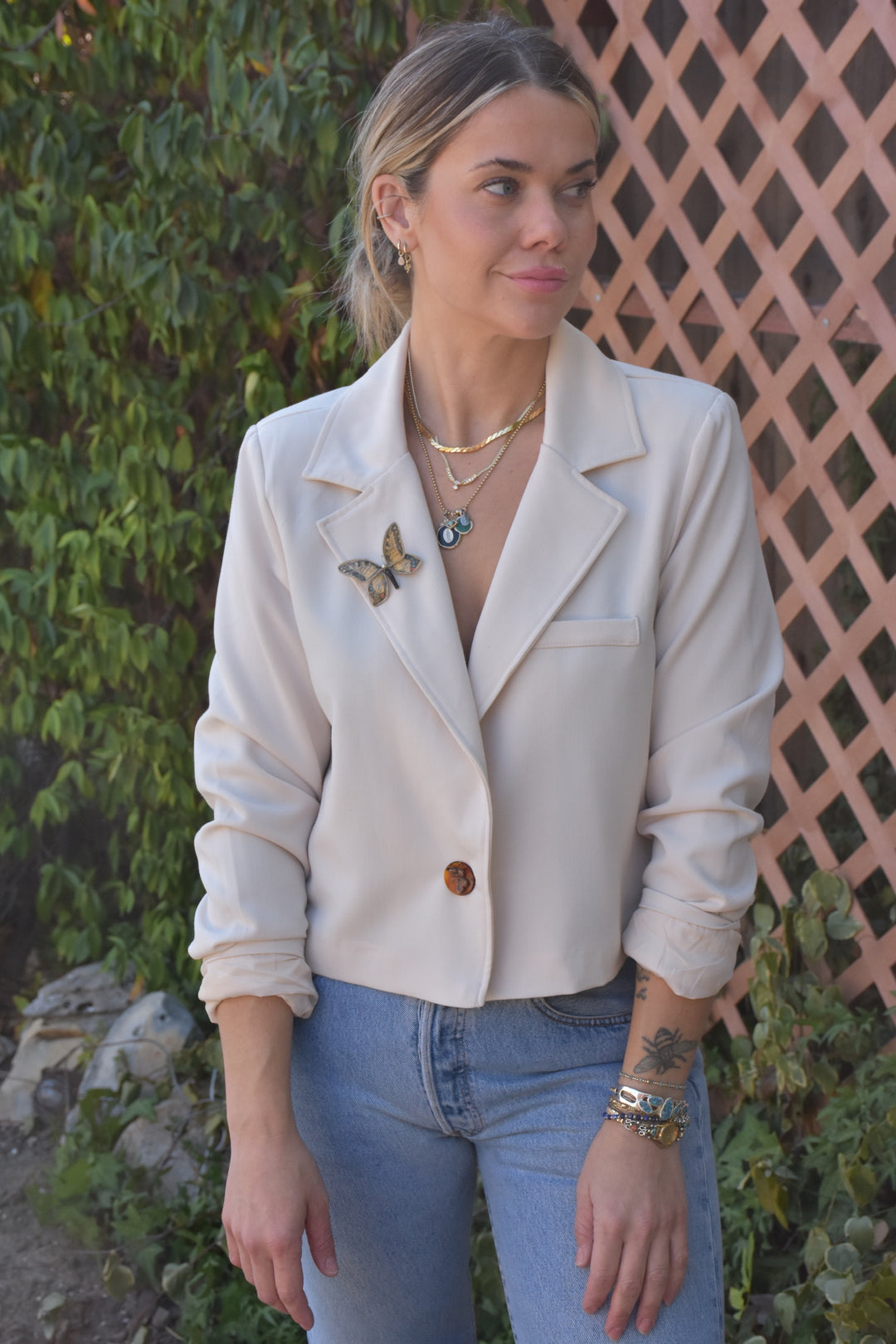 BUTTERFLY EFFECT CROPPED BLAZER - Kingfisher Road - Online Boutique