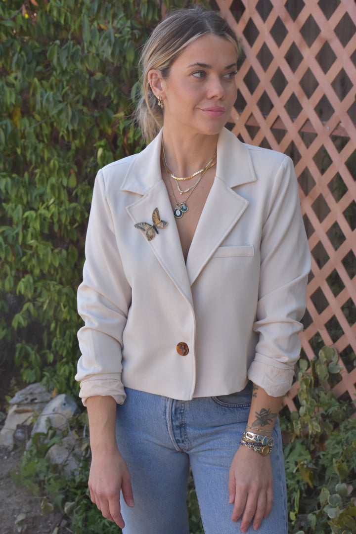 BUTTERFLY EFFECT CROPPED BLAZER - Kingfisher Road - Online Boutique
