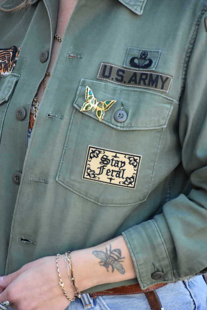 STAY FERAL MILITARY JACKET - Kingfisher Road - Online Boutique