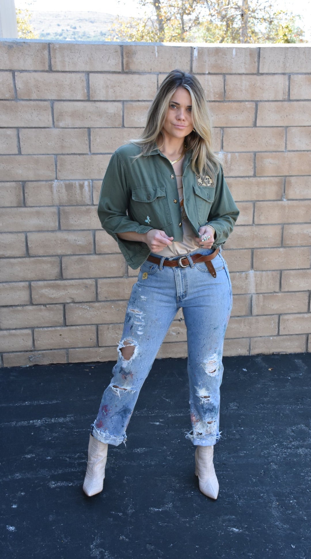 STAY WILD CROPPED MILITARY JACKET - Kingfisher Road - Online Boutique