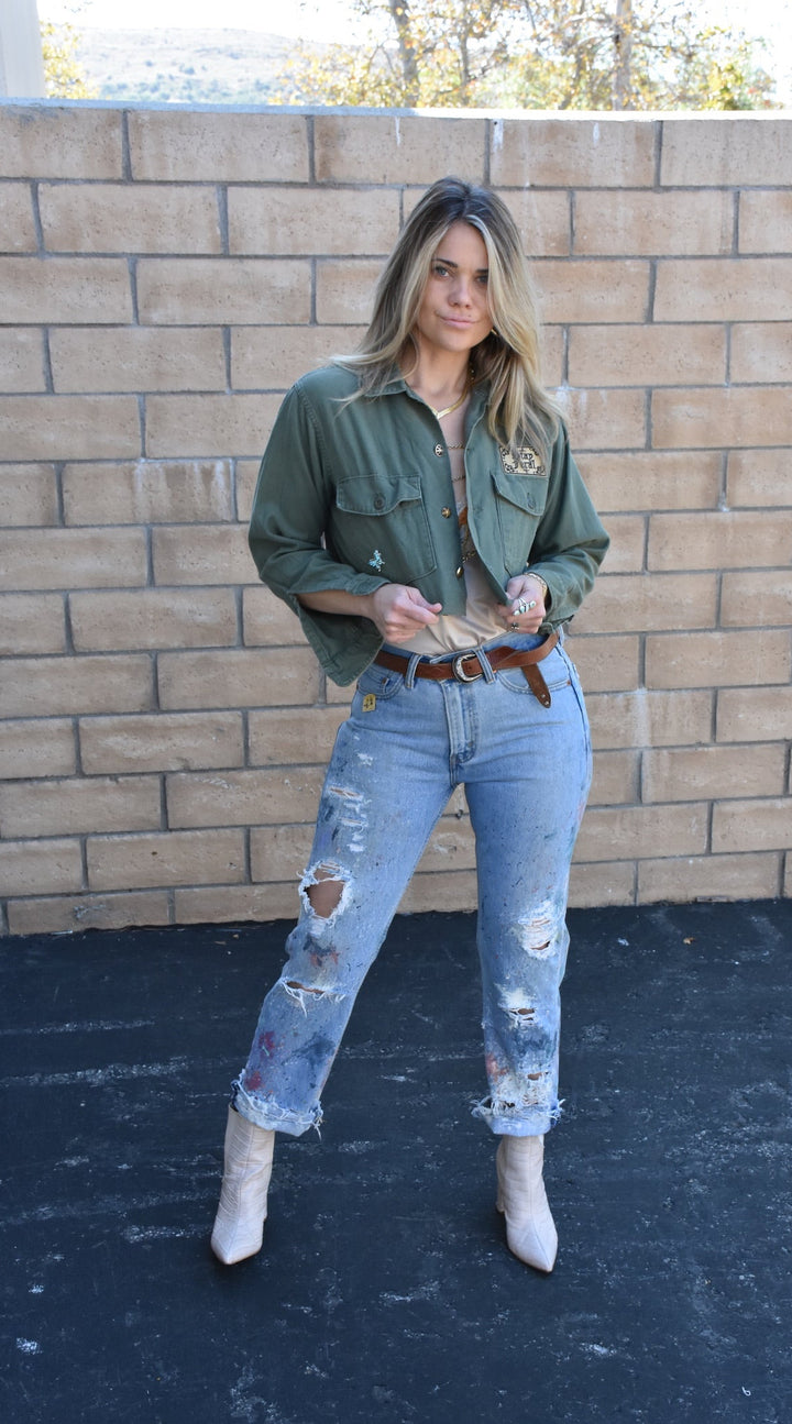 STAY WILD CROPPED MILITARY JACKET - Kingfisher Road - Online Boutique